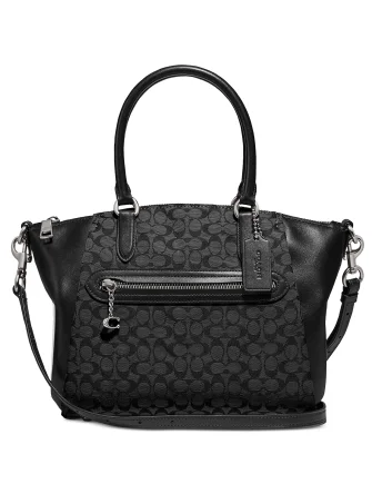 Ladies Coach crossbody bags with a wide - width strap for comfortCoach Signature Jacquard Elise Satchel