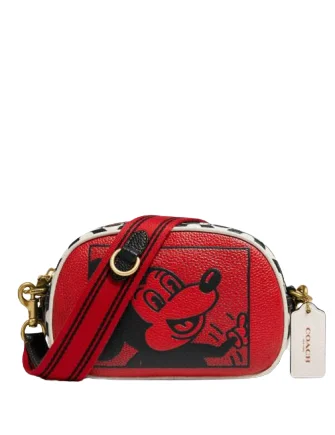 Ladies Coach shoulder bags with a tassel - decorated zipper for added charmCoach Disney Mickey Mouse X Keith Haring Badge Camera Crossbody