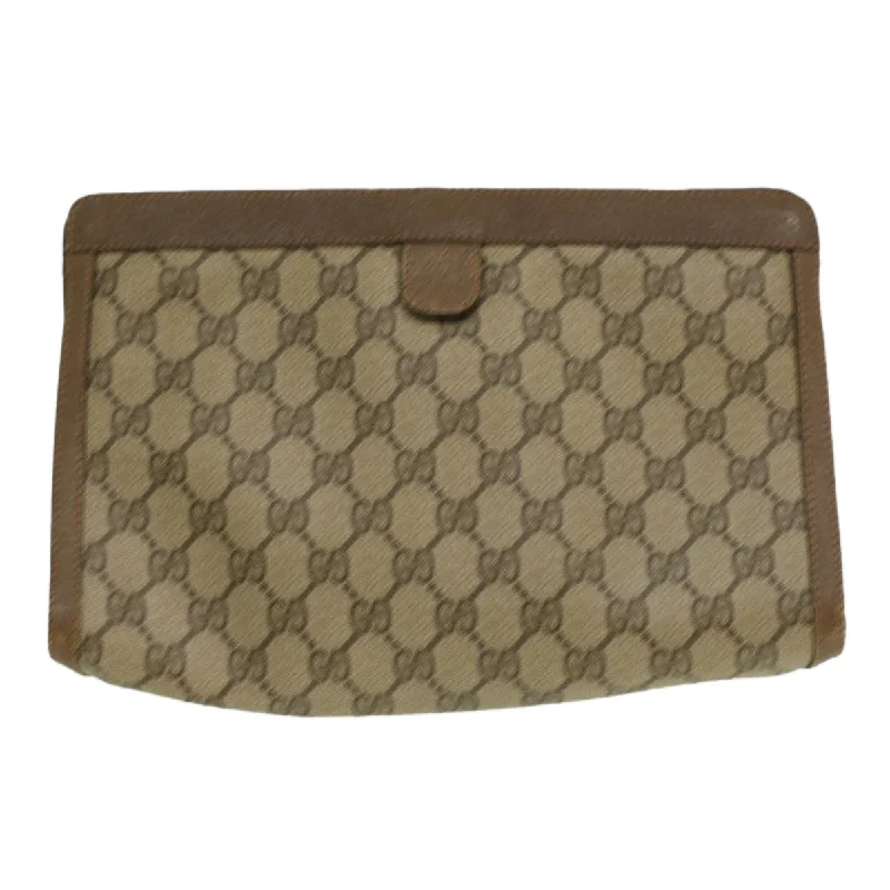 Women Gucci bags with a front - flap pocket for quick - access itemsWomen Gucci bags with a front - flap pocket for quick - access itemsGUCCI Web Sherry Line GG Canvas Clutch Bag PVC Leather Beige Green  th3181