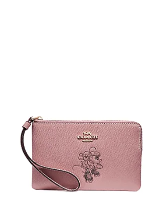 Ladies Coach shoulder bags with a magnetic - closure flap for easy accessCoach Corner Zip Wristlet With Minnie Mouse Motif