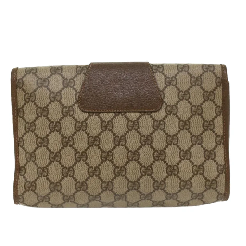 Ladies Gucci shoulder bags with a magnetic - closure flapLadies Gucci shoulder bags with a magnetic - closure flapGUCCI GG Canvas Web Sherry Line Clutch Bag PVC Leather Beige Red  48450