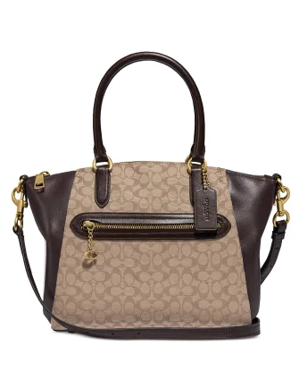 Coach handbags with a beaded trim for a glamorous and elegant lookCoach Signature Jacquard Elise Satchel