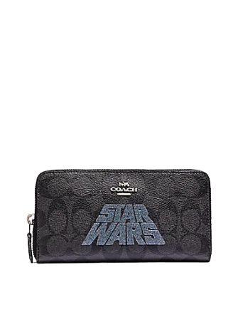 Ladies Coach crossbody bags with a single - strap design for simplicityCoach Star Wars X Accordion Zip Wallet in Signature Canvas with Logo