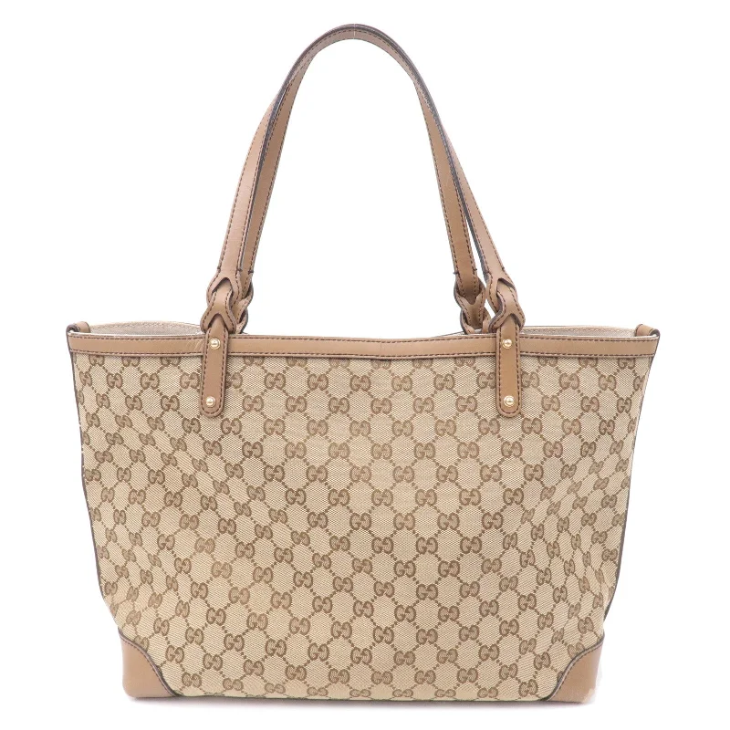 Women Gucci Sylvie bags featuring the signature web stripeWomen Gucci Sylvie bags featuring the signature web stripeGUCCI GG Canvas Leather Tote Bag Beige Brown 247209