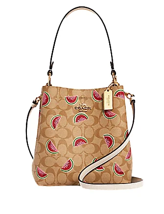 Ladies Coach handbags with a detachable wallet insert for added convenienceCoach Small Town Bucket Bag With Watermelon Print