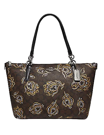 Ladies Coach Rogue bags with a star - shaped charm for a playful touchCoach Ava Tote in Signature Canvas With Tulip Print