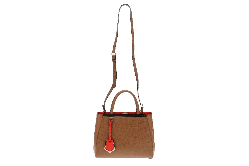 Fendi Baguette bags with a detachable shoulder strap for hands - free convenienceFendi Tan Leather With Orange Interior Petite 2Jour