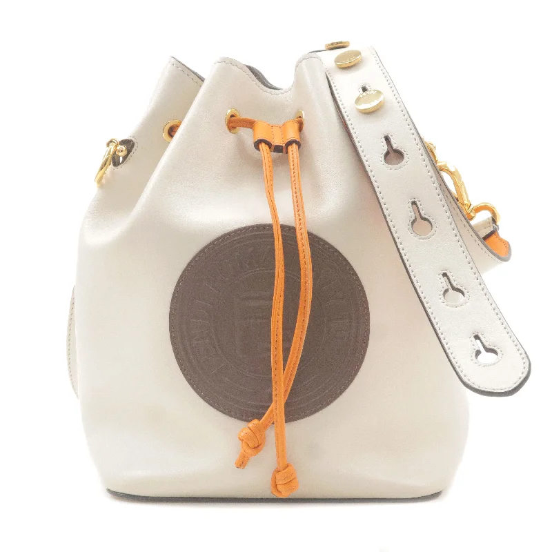 Fendi backpacks with a sleek, modern design and a matte finishFENDI Montresor Leather Shoulder Bag Ivory Orange Brown 8BT298