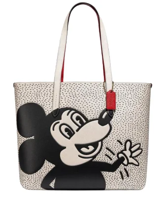 Coach bags with a front - flap pocket and a turnlock for a classic aestheticCoach Disney Mickey Mouse X Keith Haring Highline Tote