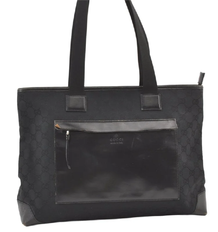 Gucci tote bags for women with a water - resistant coatingGucci tote bags for women with a water - resistant coatingAuthentic GUCCI Vintage Shoulder Tote Bag GG Canvas Leather 0190426 Black 1430K