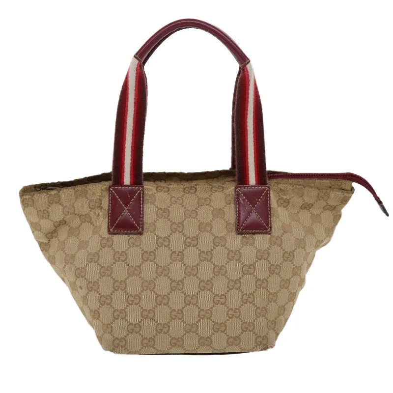 Women Gucci bags with interlocking G hardware for a classic lookWomen Gucci bags with interlocking G hardware for a classic lookGUCCI GG Canvas Sherry Line Hand Bag Canvas Beige Red White 131228  49286