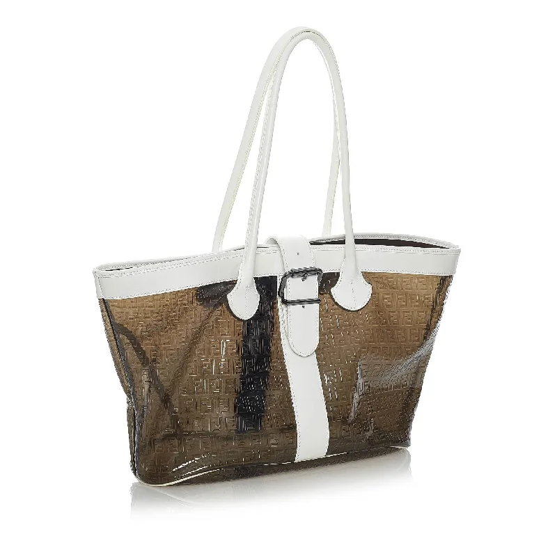 Ladies Fendi shoulder bags with a detachable scarf strap for a stylish and versatile optionFendi Zucchino Vinyl Shoulder Bag (SHG-30631)