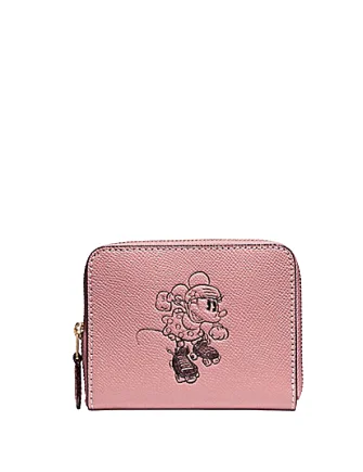 Coach Borough bags with a contrast - stitched handle for a unique lookCoach Small Zip Around Wallet With Minnie Mouse Motif