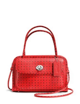 Coach Borough bags with a contrast - stitched handle for a unique lookCoach Cady Crossbody in Dot Printed Crossgrain Leather