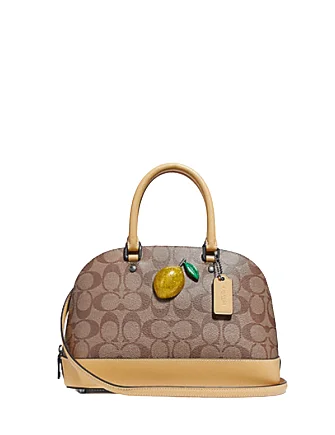 Ladies Coach shoulder bags with a tassel - decorated zipper for added charmCoach Mini Sierra Satchel in Signature Canvas with Lemon