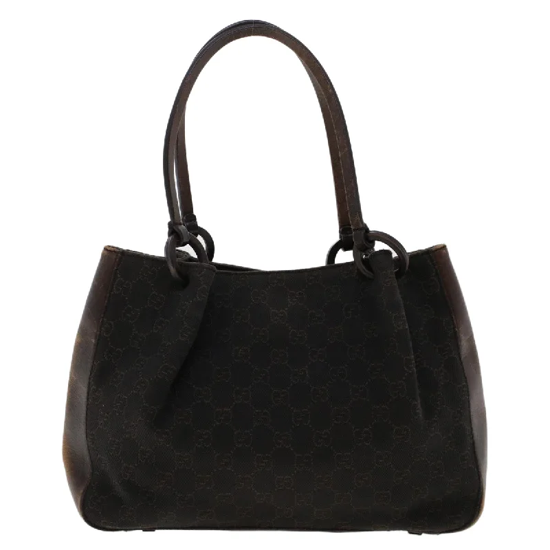 Women Gucci bags with a zippered interior pocketWomen Gucci bags with a zippered interior pocketGUCCI GG Canvas Tote Bag Canvas Leather Dark Brown  fm2491