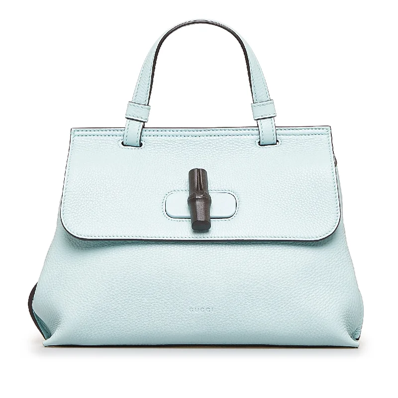 Women Gucci bags with a front - zip pocket for small itemsWomen Gucci bags with a front - zip pocket for small itemsGucci Bamboo Daily Small Blue