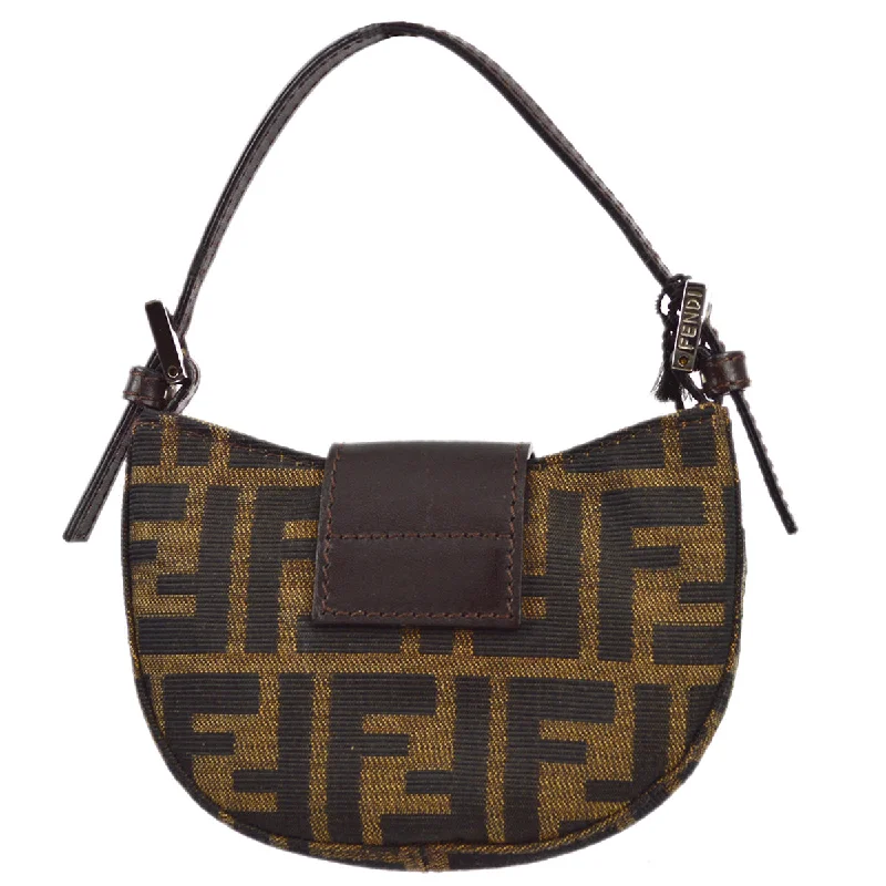 Fendi bags with a front - flap pocket and a turnlock for a classic and elegant aestheticFendi Brown Zucca Micro Handbag