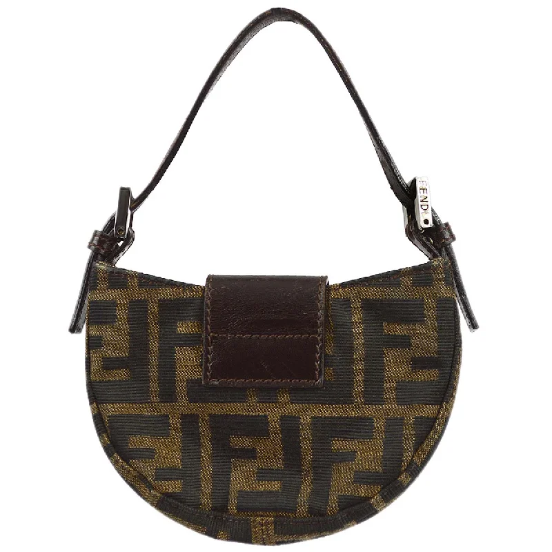 Fendi bags with a back - zip pocket for storing valuables securelyFendi Brown Zucca Micro Handbag