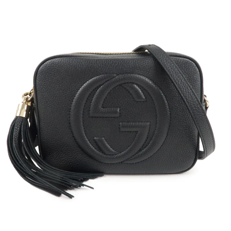 Women Gucci bags with interlocking G hardware for a classic lookWomen Gucci bags with interlocking G hardware for a classic lookGUCCI SOHO Small Disco Leather Shoulder Bag Black 308364