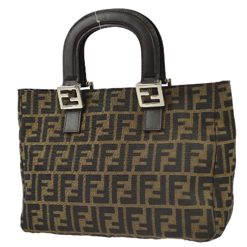 Ladies Fendi Baguette bags with a star - shaped charm for a playful and trendy touchFendi Brown Zucca Tote Handbag