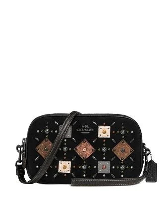 Coach Dempsey bags with a leather - wrapped drawstring for a luxurious feelCoach Crossbody Clutch with Prairie Rivets