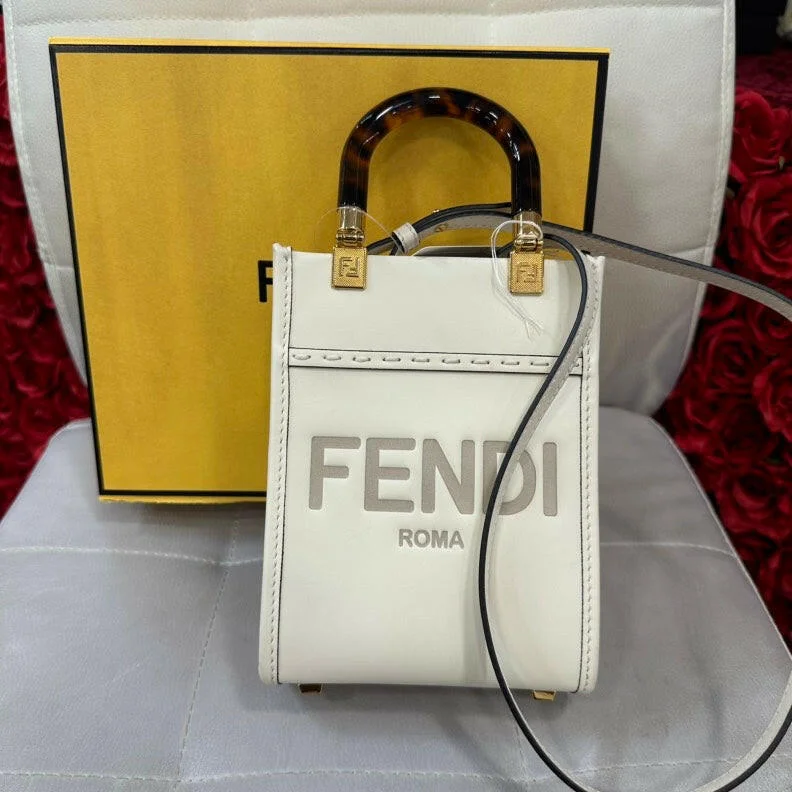 Ladies Fendi shoulder bags with a detachable phone stand for hands - free viewingFendi Sunshine Mini 2Way Bag