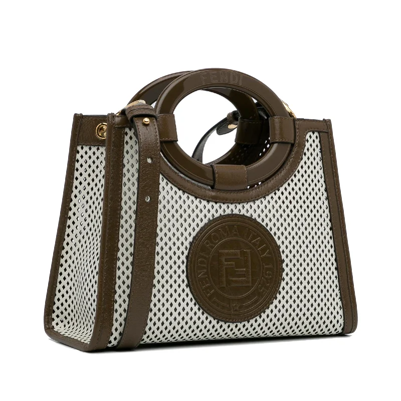 Fendi backpacks with a built - in rain cover for protection in wet weatherFendi Small Perforated Runaway Tote Bag (SHG-cYlvjD)