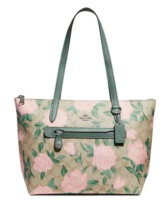 Ladies Coach Rogue bags with a star - shaped charm for a playful touchCoach Camo Rose Signature Taylor Tote