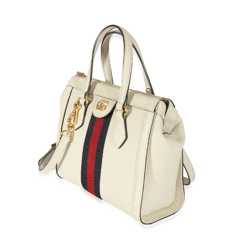 Ladies Gucci shoulder bags with a single - handle designLadies Gucci shoulder bags with a single - handle designGucci White Leather Small Ophidia Web Top Handle Tote