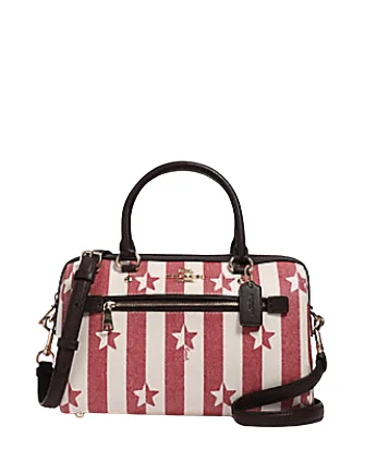 Coach bags with a chain - link trim and a leather body for a modern edgeCoach Rowan Satchel in Stripe Star Print