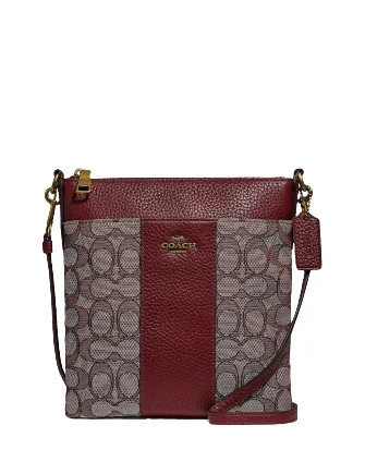 Coach bags with a detachable mirror inside for quick touch - upsCoach Signature Jacquard Kitt