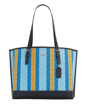 Coach tote bags with a water - resistant lining for practicalityCoach Mollie Tote In Signature Jacquard With Stripes