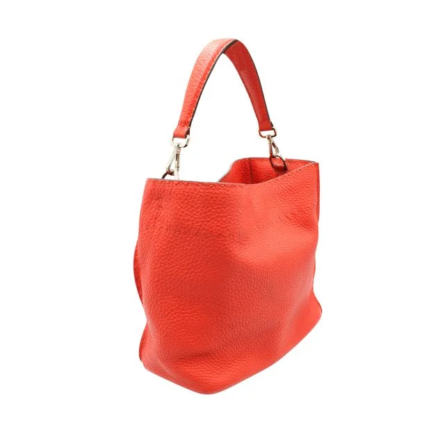 Fendi handbags with a biodegradable leather alternative for an eco - conscious choiceFENDI Orange Selleria Anna Bucket Bag