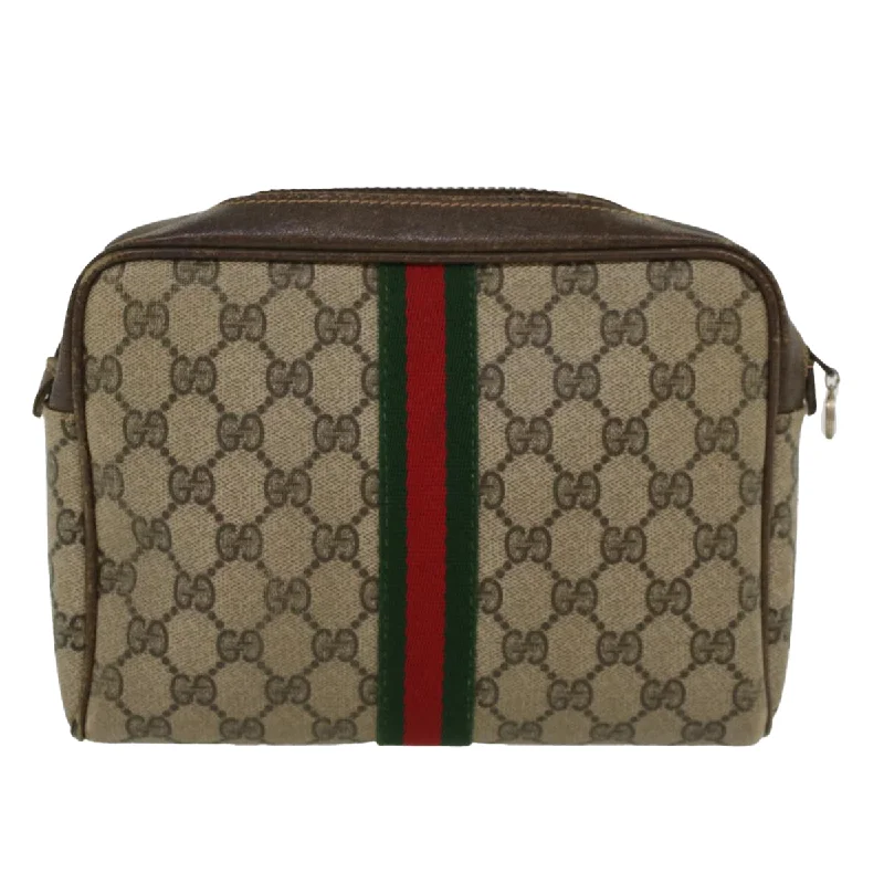 Ladies Gucci shoulder bags with a magnetic - closure flapLadies Gucci shoulder bags with a magnetic - closure flapGUCCI GG Canvas Web Sherry Line Clutch Bag Beige Red 27004998  th3783