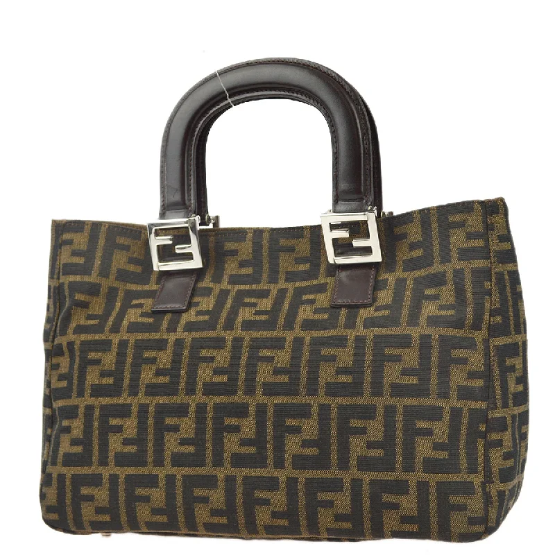 Fendi By The Way bags with a laser - cut leather detail for a modern and intricate lookFendi Brown Zucca Tote Handbag