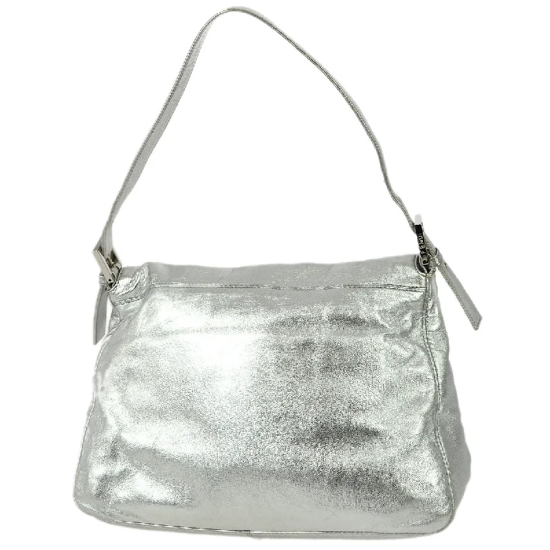 Fendi handbags with a metal - framed clasp for durability and a stylish lookFendi Silver Mamma Baguette Handbag