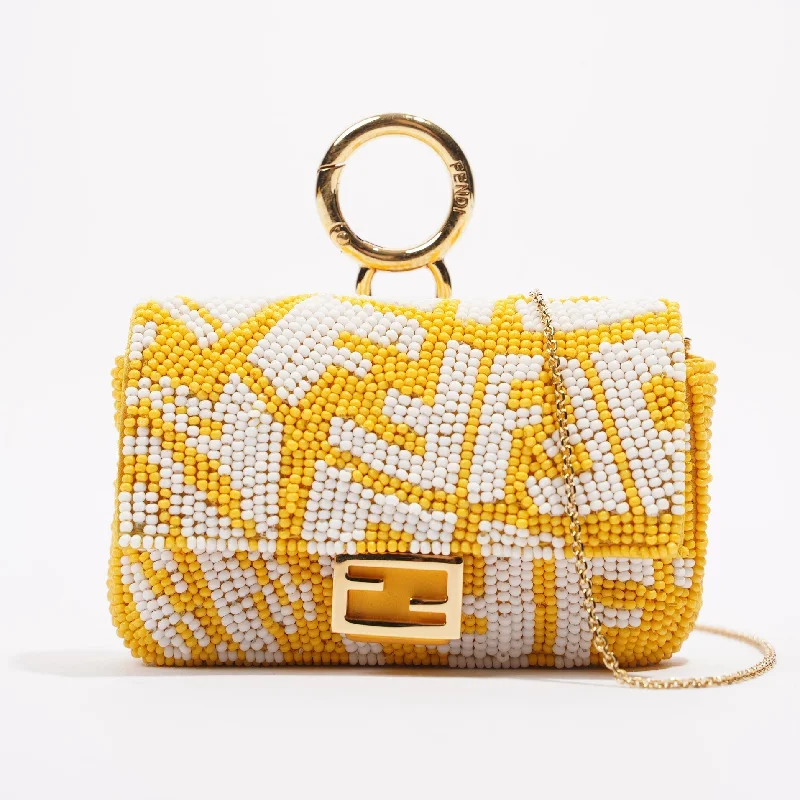 Fendi bags with a back - zip pocket for storing valuables securelyFendi Vertigo Bag Yellow / White Nano