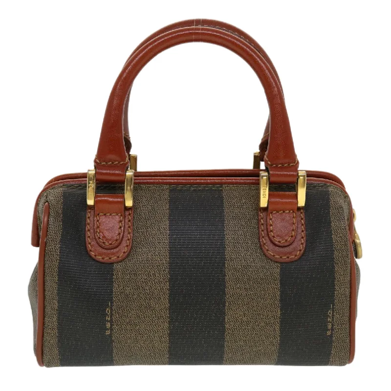 Fendi crossbody bags with a woven leather strap for a unique texture and visual appealFENDI Pecan Canvas Mini Hand Bag Brown Black am4474