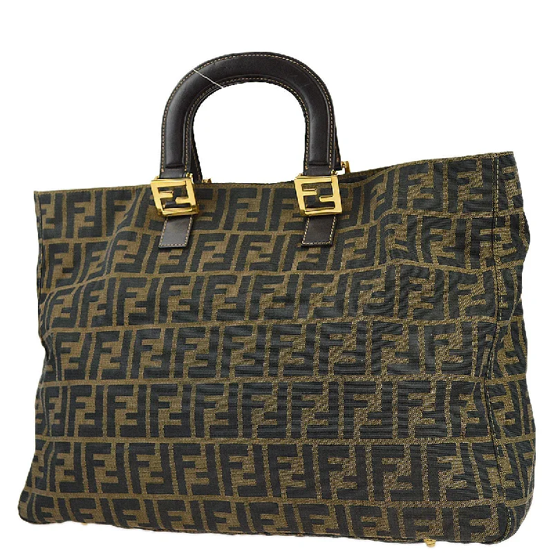 Fendi tote bags with a hand - painted FF pattern for an artisanal and one - of - a - kind touchFendi Brown Zucca Tote Handbag