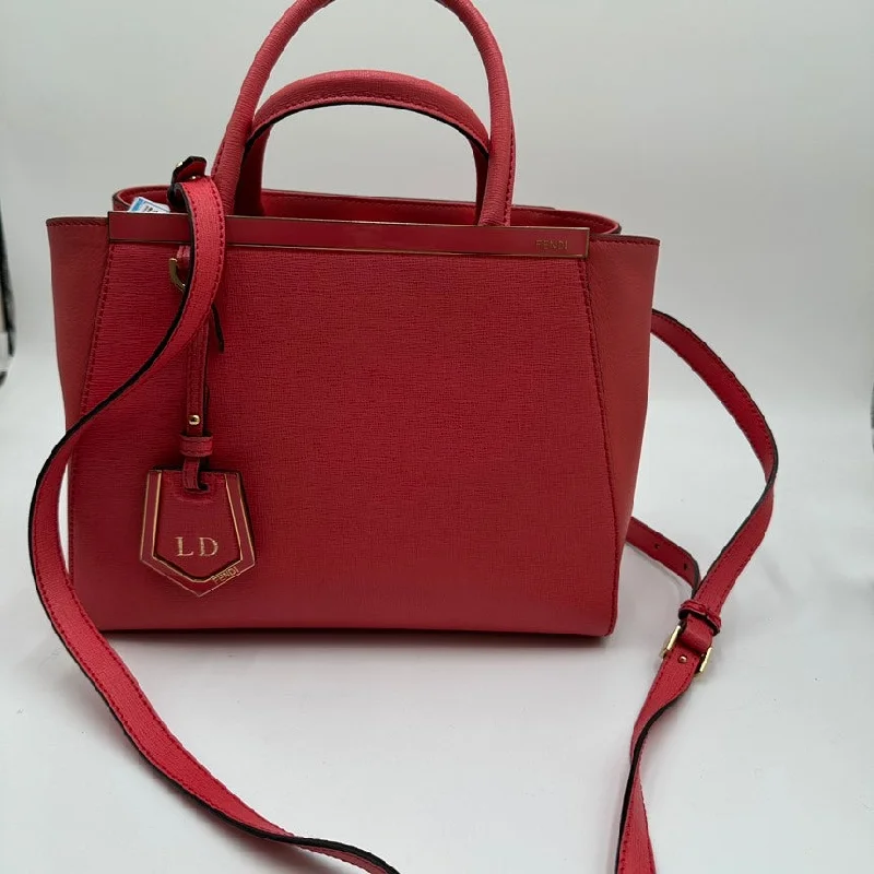 Fendi bags with a zippered interior pocket for separating items and keeping them organizedFendi Petit 2Jours Red Leather Tote Handbag Medium Size