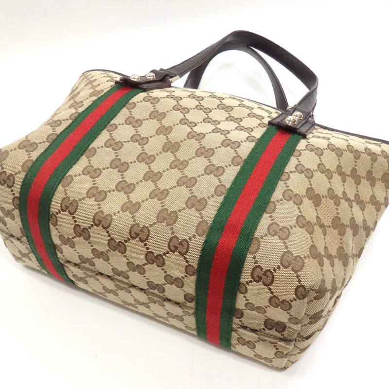 Women Gucci crossbody bags with a printed floral patternWomen Gucci crossbody bags with a printed floral patternGUCCI Handbag Women's Brown Beige GG Canvas 137396 Tote Sherry Webbing Line