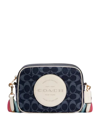 Coach bags with a zip - top closure and a front - pocket for quick accessCoach Dempsey Camera Bag In Signature Jacquard With Patch