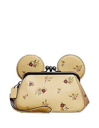 Coach crossbody bags with a detachable coin purse for added functionalityCoach Kisslock Wristlet With Floral Mix and Minnie Mouse Ears