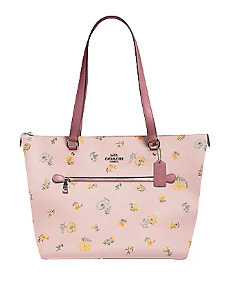 Coach crossbody bags with a woven leather strap for a unique textureCoach Gallery Tote With Dandelion Floral Print