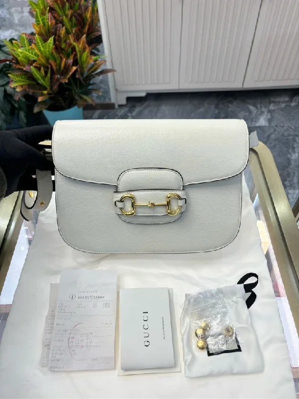 Gucci backpacks for women with a hidden back pocketGucci backpacks for women with a hidden back pocketGucci Horsebit 1955 White Leather Shoulder Bag Full Set