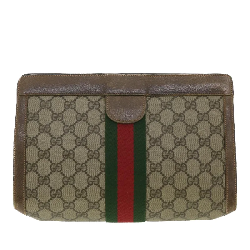 Women Gucci tote bags in GG Supreme canvas for a branded feelWomen Gucci tote bags in GG Supreme canvas for a branded feelGUCCI Web Sherry Line GG Canvas Clutch Bag PVC Leather Beige Green 89  36433