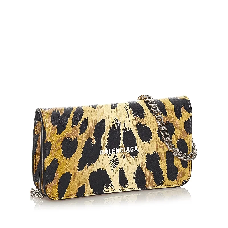 Balenciaga XS Small bag with hand - painted floral detailsBalenciaga Leopard Print Leather Shoulder Bag (SHG-27193)