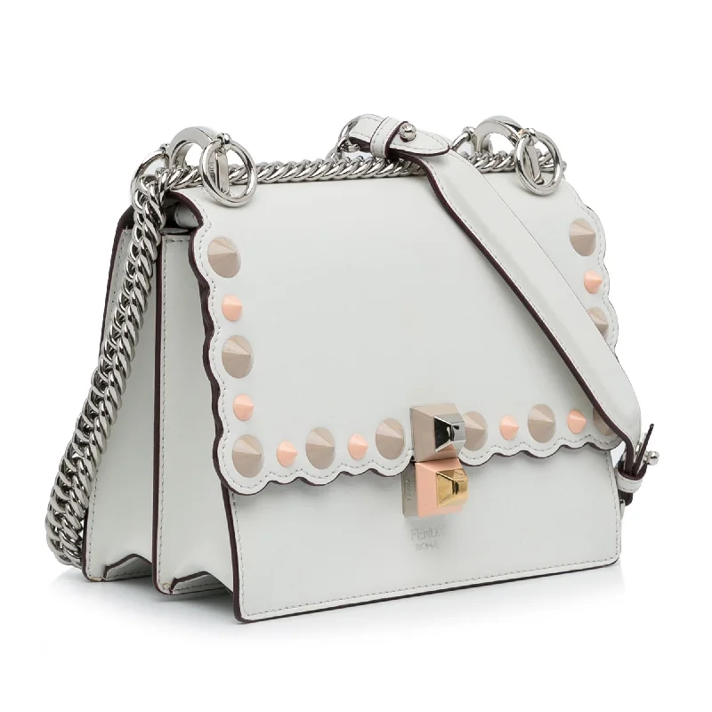 Fendi bags with a touch - screen - friendly pocket for using devices without taking them outFendi Studded Scalloped Kan I Crossbody (SHG-nFDJIw)