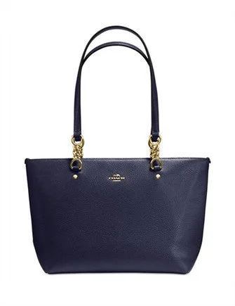 Ladies Coach shoulder bags with a magnetic - closure flap for easy accessCoach Sophia Small Tote in Pebble Leather